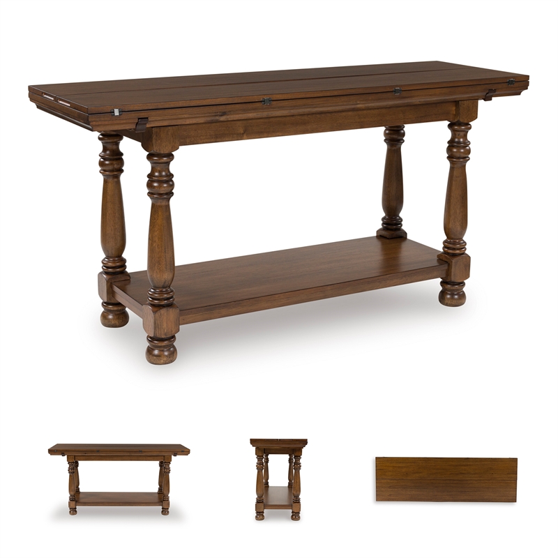 Signature Design by Ashley Sturlayne Brown Flip Top Sofa Table
