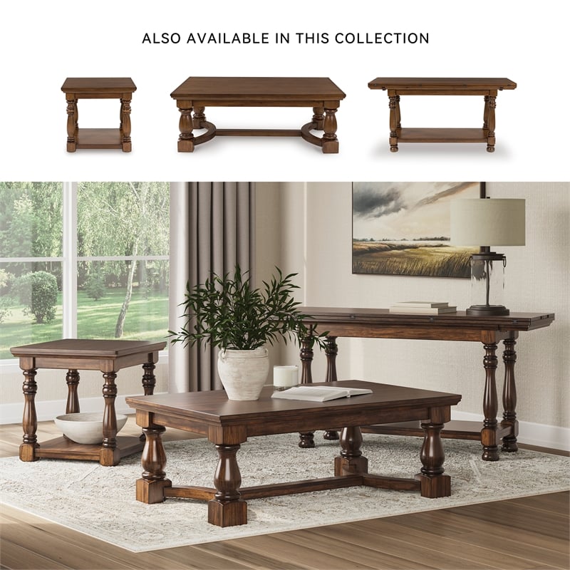Signature Design by Ashley Sturlayne Brown Flip Top Sofa Table