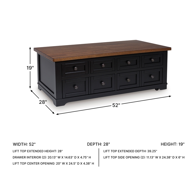 Signature Design by Ashley Wildenauer Black Lift-Top Coffee Table