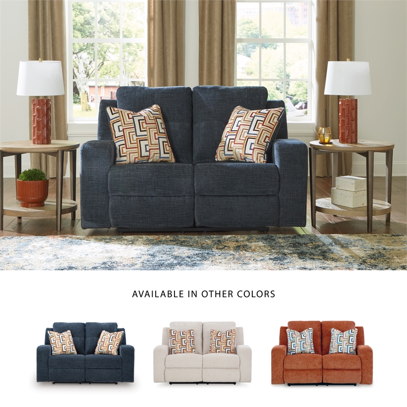 Signature Design by Ashley Danum Blue Reclining Loveseat