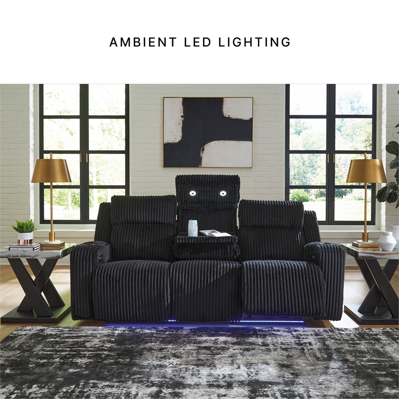 Signature Design by Ashley Broad Cove Black Power Reclining Sofa