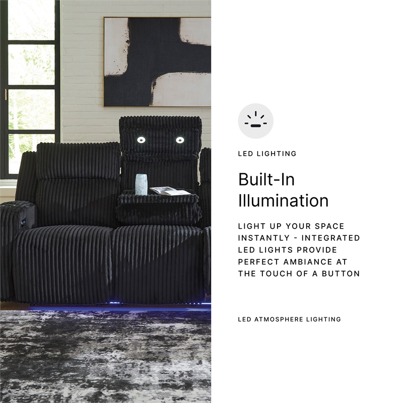 Signature Design by Ashley Broad Cove Black Power Reclining Sofa