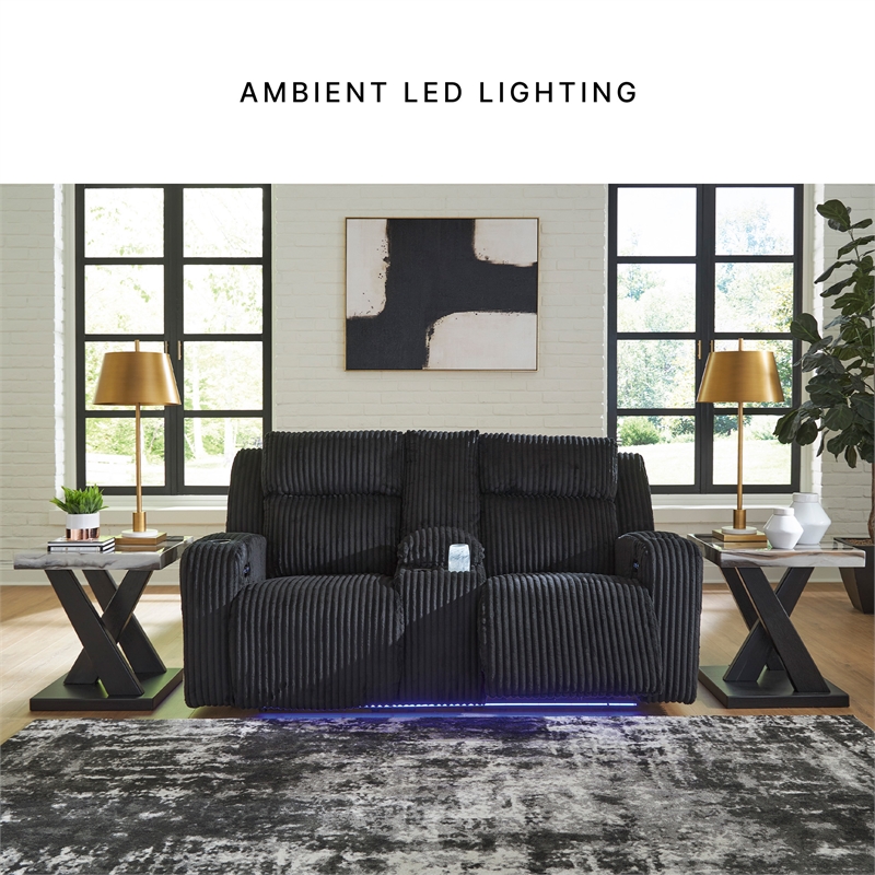 Signature Design by Ashley Broad Cove Black Power Reclining Loveseat
