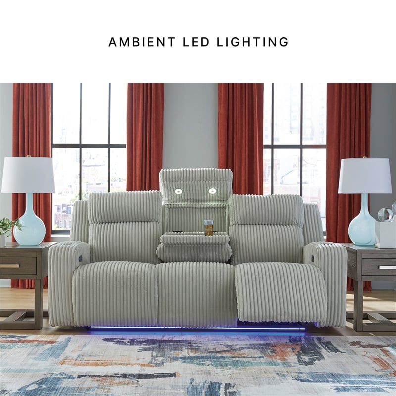 Signature Design by Ashley Broad Cove Light Gray Power Reclining Sofa