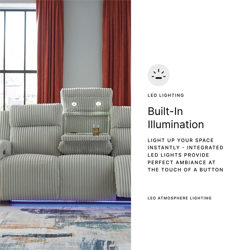 Signature Design by Ashley Broad Cove Light Gray Power Reclining Sofa