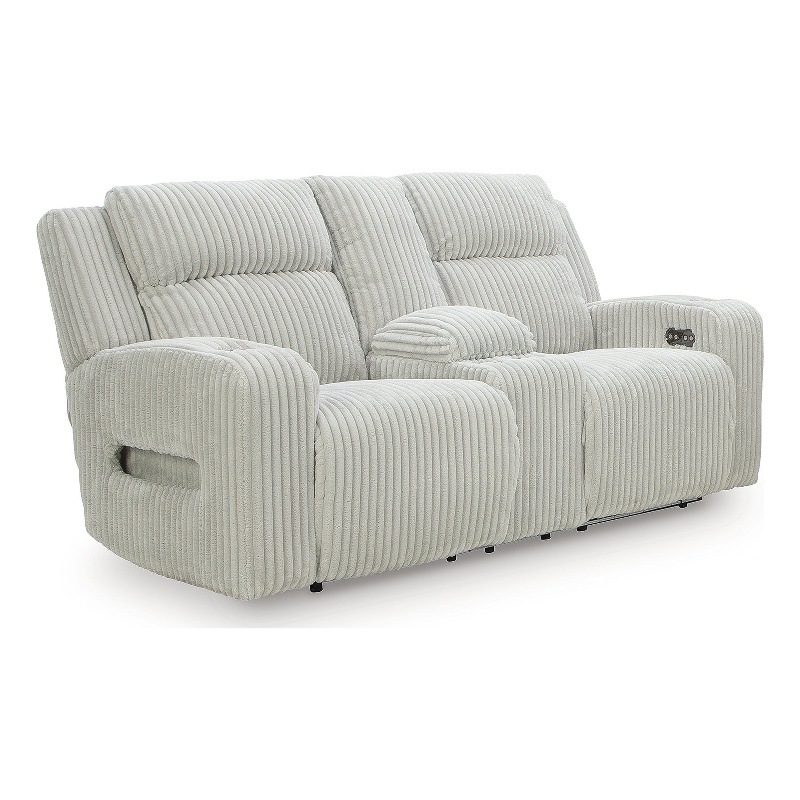Signature Design by Ashley Broad Cove Light Gray Power Reclining Loveseat