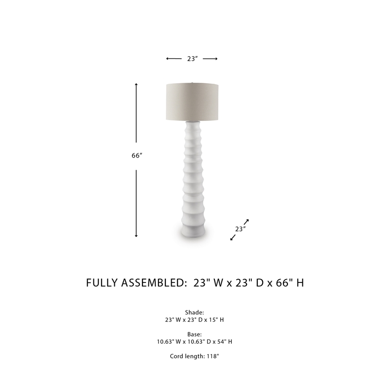 Signature Design by Ashley Veraleigh Polyresin Floor Lamp w/Fabric Shade White