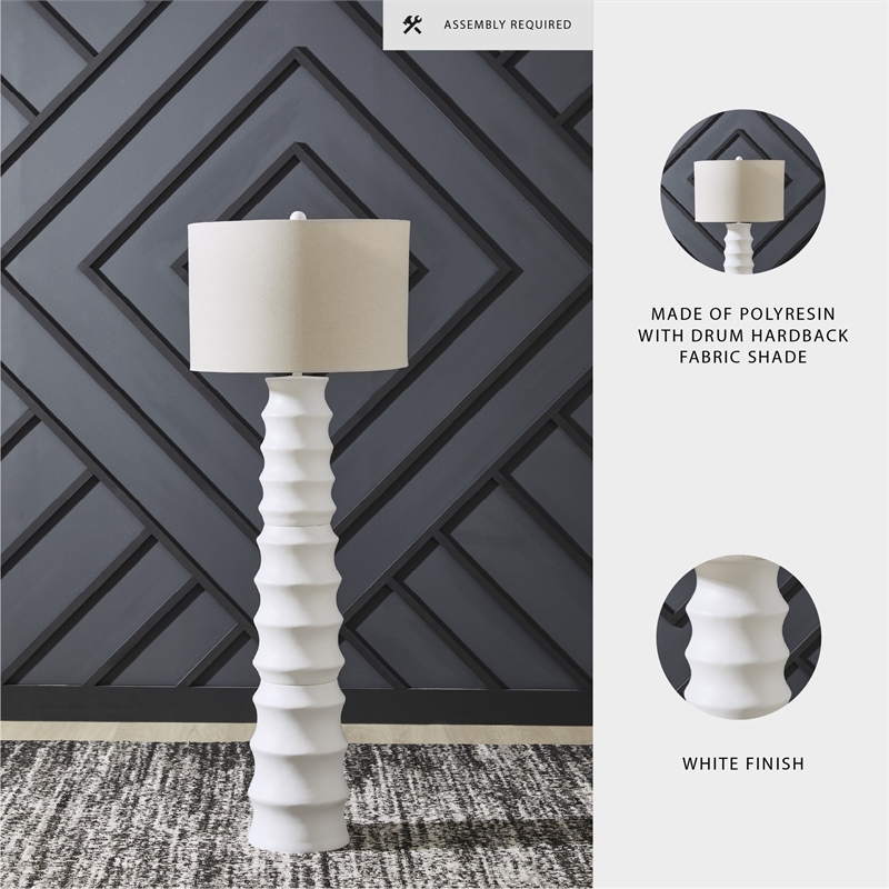 Signature Design by Ashley Veraleigh Polyresin Floor Lamp w/Fabric Shade White