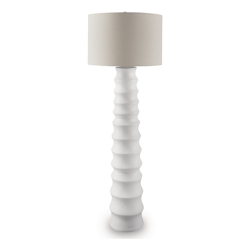 Signature Design by Ashley Veraleigh Polyresin Floor Lamp w/Fabric Shade White