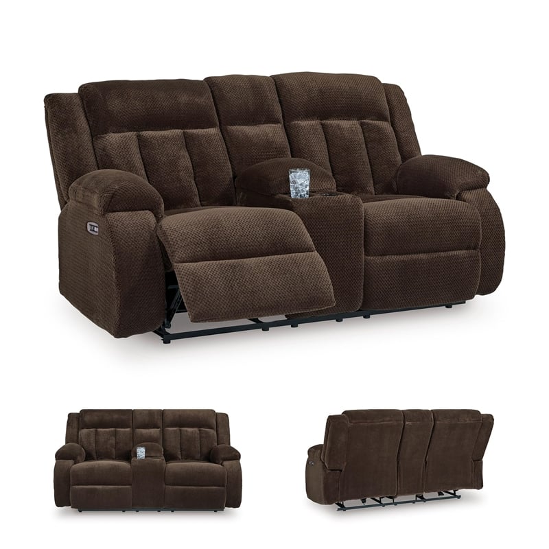 Signature Design by Ashley Observation Brown Power Reclining Loveseat