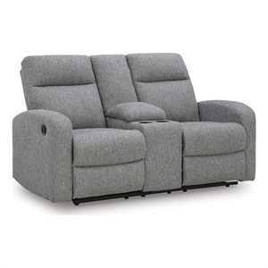 Signature Design by Ashley Carrigan Lane Gray Reclining Loveseat with Console