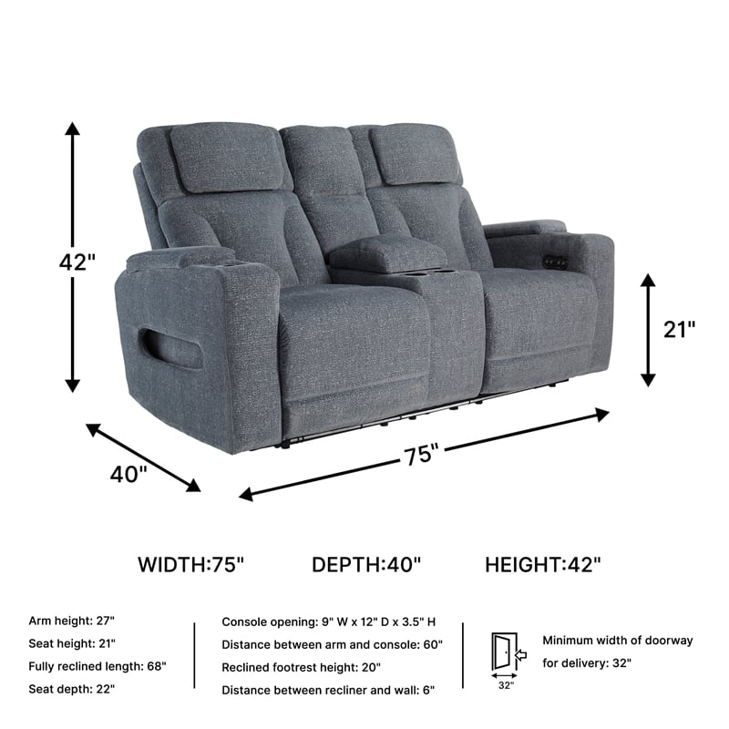 Signature Design by Ashley RiverTest Gray Power Reclining Loveseat with Console