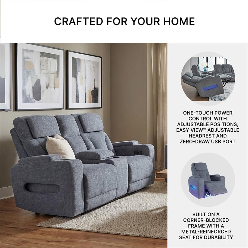 Signature Design by Ashley RiverTest Gray Power Reclining Loveseat with Console