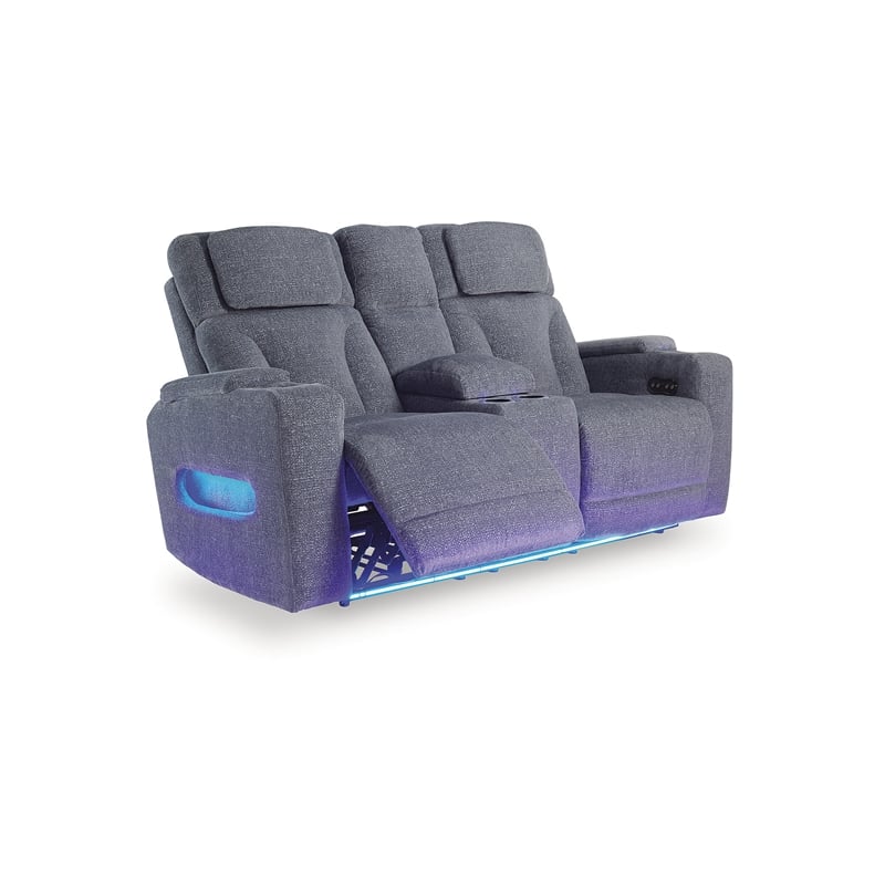 Signature Design by Ashley RiverTest Gray Power Reclining Loveseat with Console