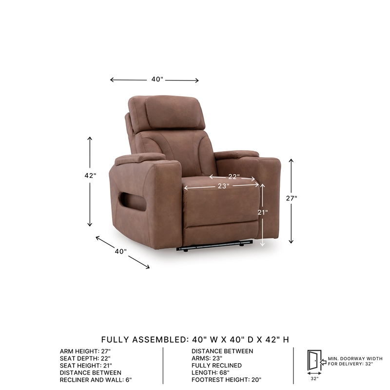 Signature Design by Ashley Wonder Waves Brown Power Recliner