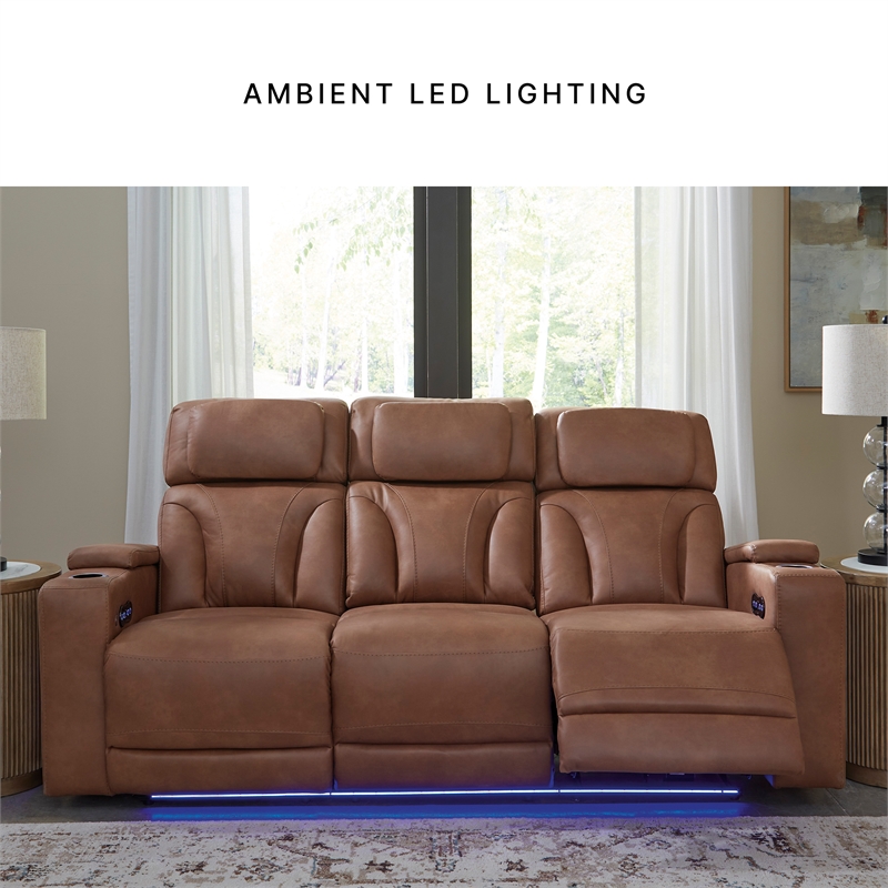 Signature Design by Ashley Wonder Waves Brown Power Reclining Sofa