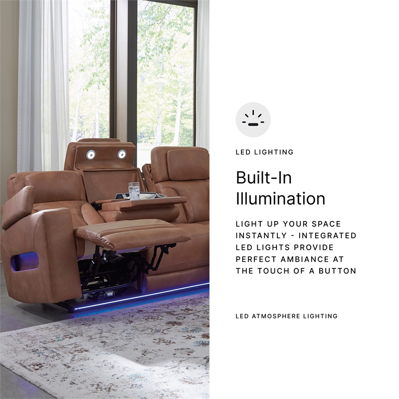 Signature Design by Ashley Wonder Waves Brown Power Reclining Sofa
