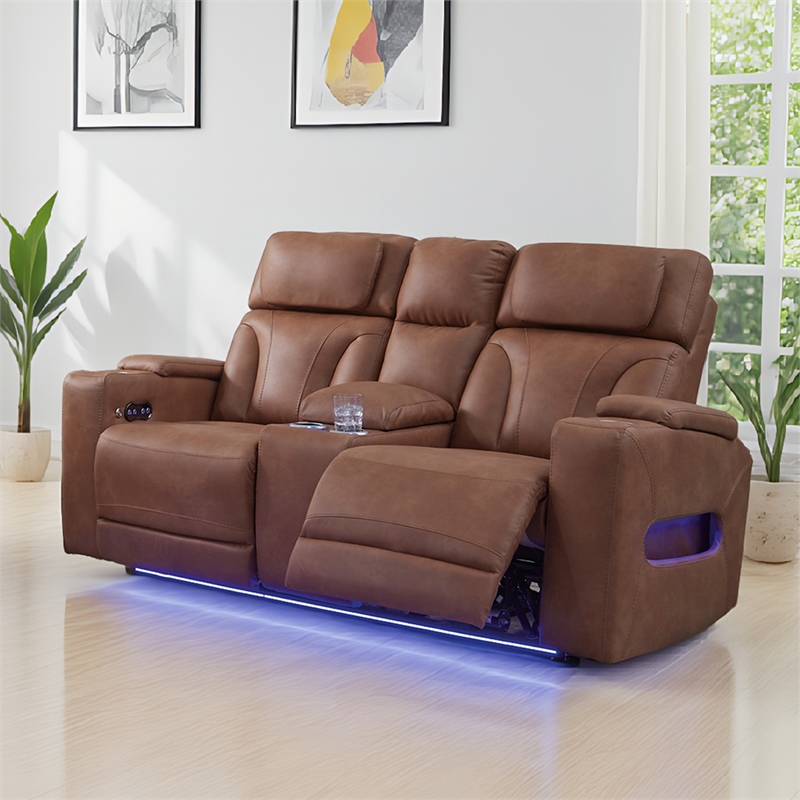Signature Design by Ashley Wonder Waves Brown Power Reclining Loveseat
