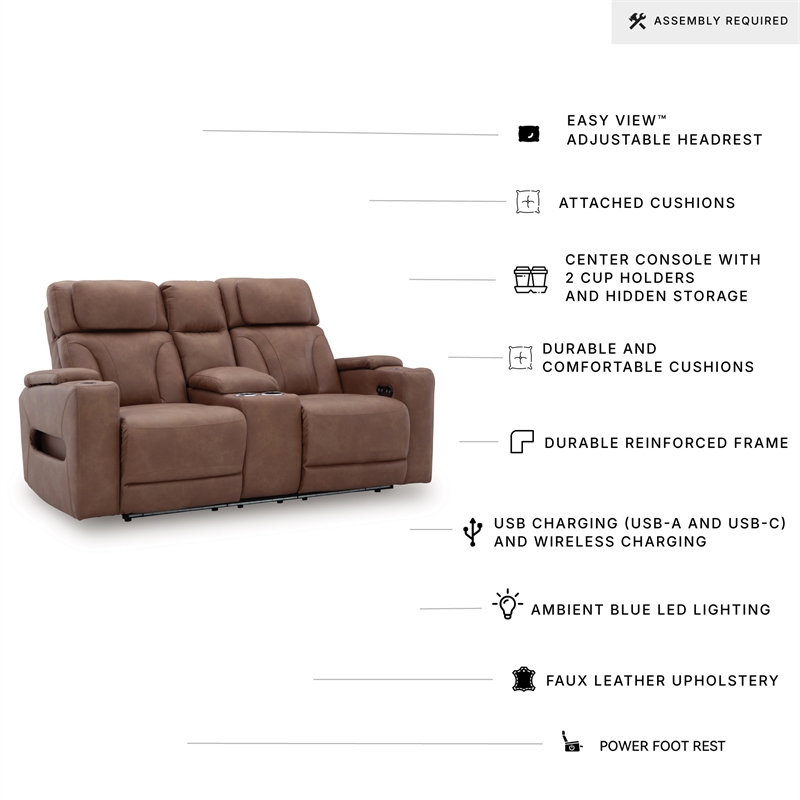 Signature Design by Ashley Wonder Waves Brown Power Reclining Loveseat