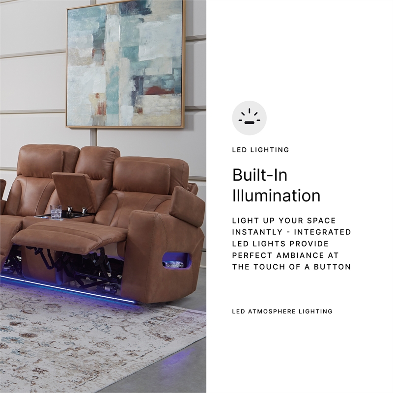 Signature Design by Ashley Wonder Waves Brown Power Reclining Loveseat