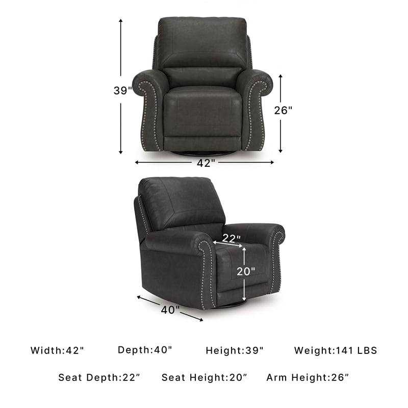 Signature Design by Ashley Chatterton Dark Gray Swivel Glider Recliner