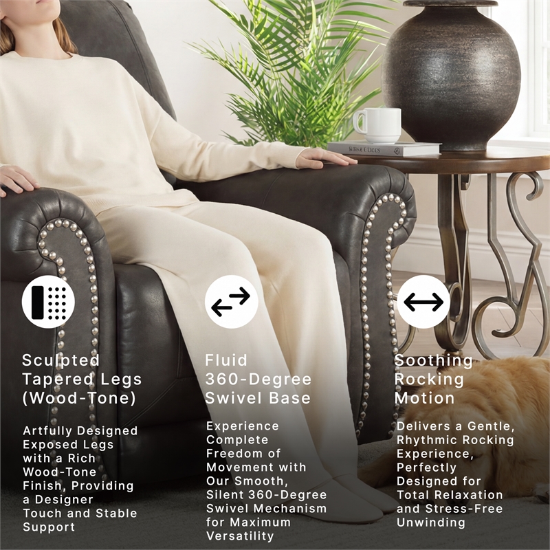 Signature Design by Ashley Chatterton Dark Gray Swivel Glider Recliner