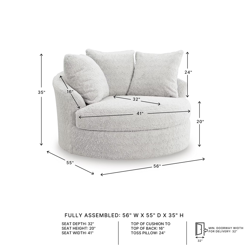 Signature Design by Ashley Snodoodle Gray Oversized Swivel Accent Chair
