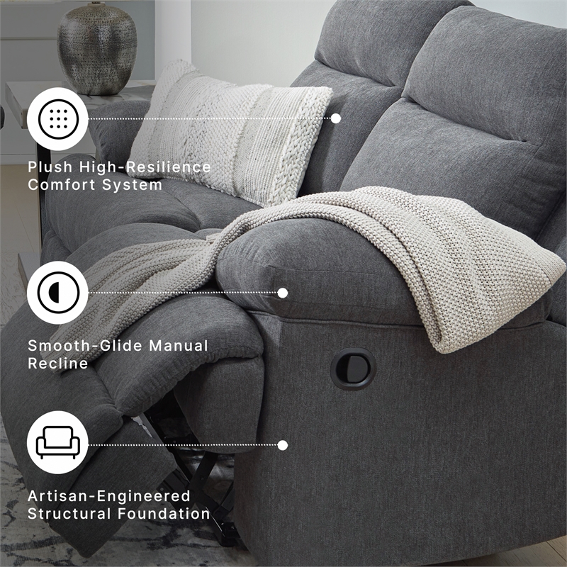 Signature Design by Ashley Yarrow Lane Gray Reclining Loveseat