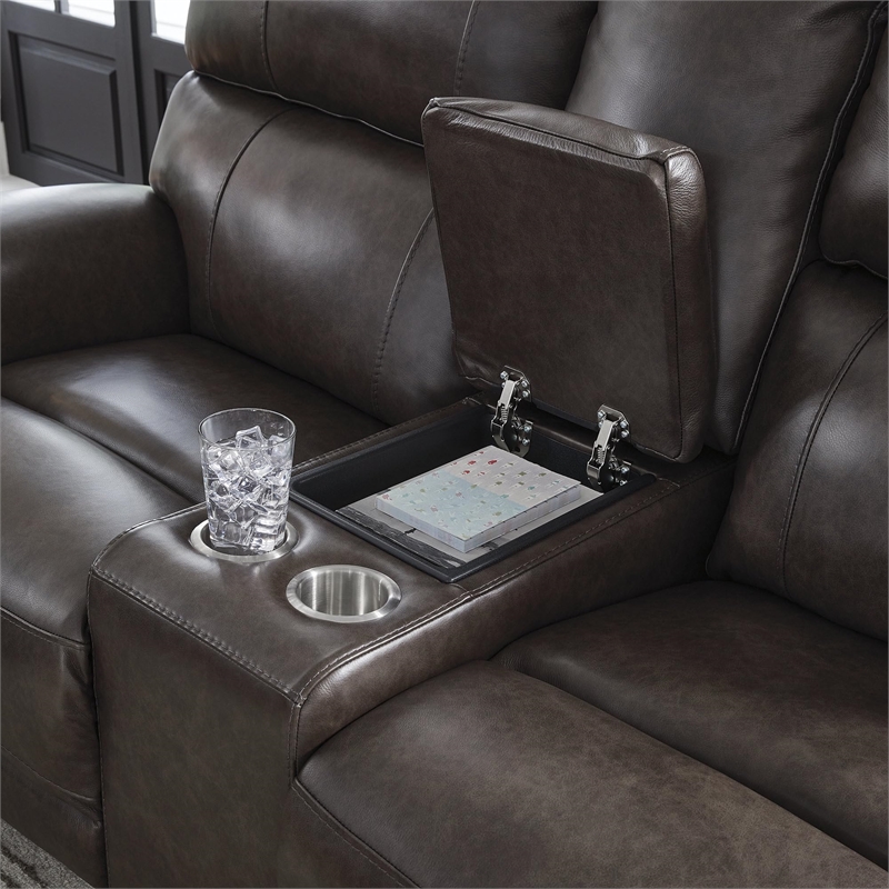 Signature Design by Ashley Side Step Power Reclining Loveseat with Console