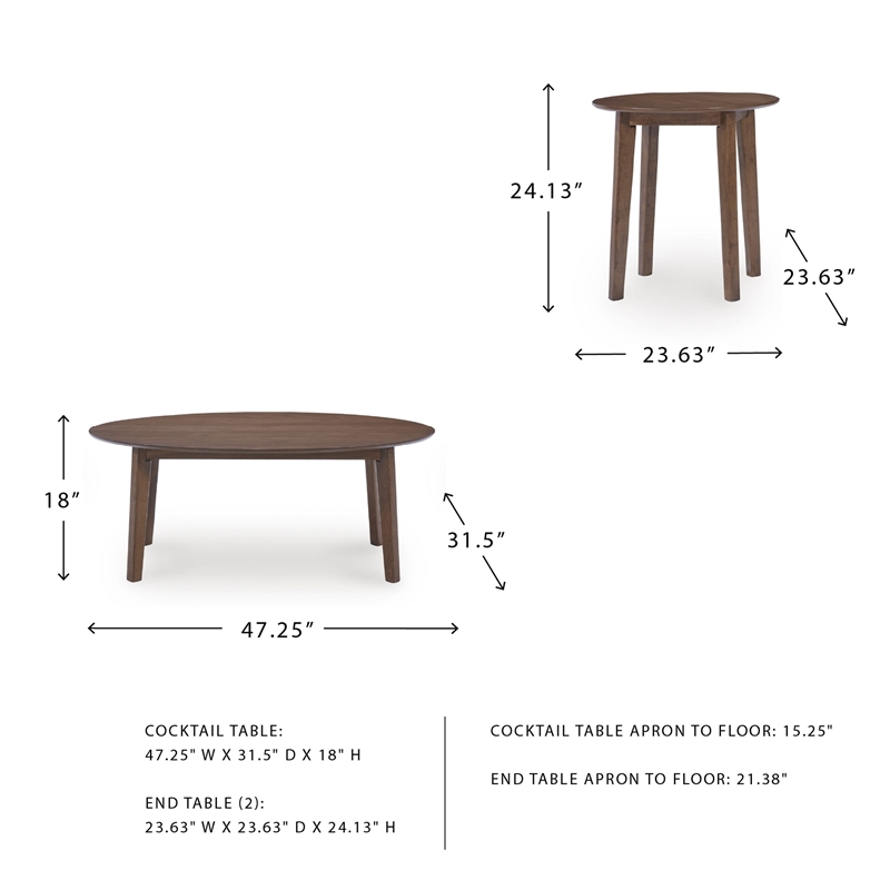 Signature Design by Ashley Gordonay Brown Table - Set of 3