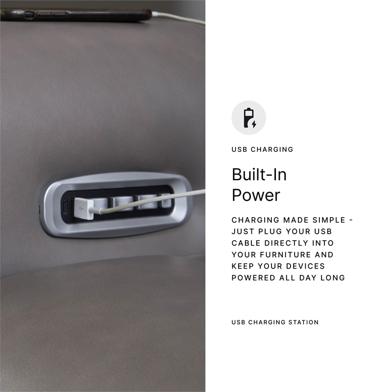 Signature Design by Ashley 5Z-Dreamlight Gray Power Reclining Sofa