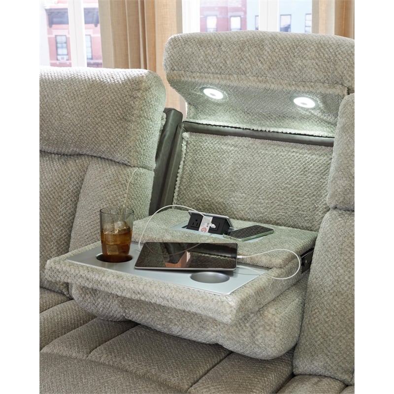 Signature Design by Ashley Point Clear Gray Power Reclining Sofa