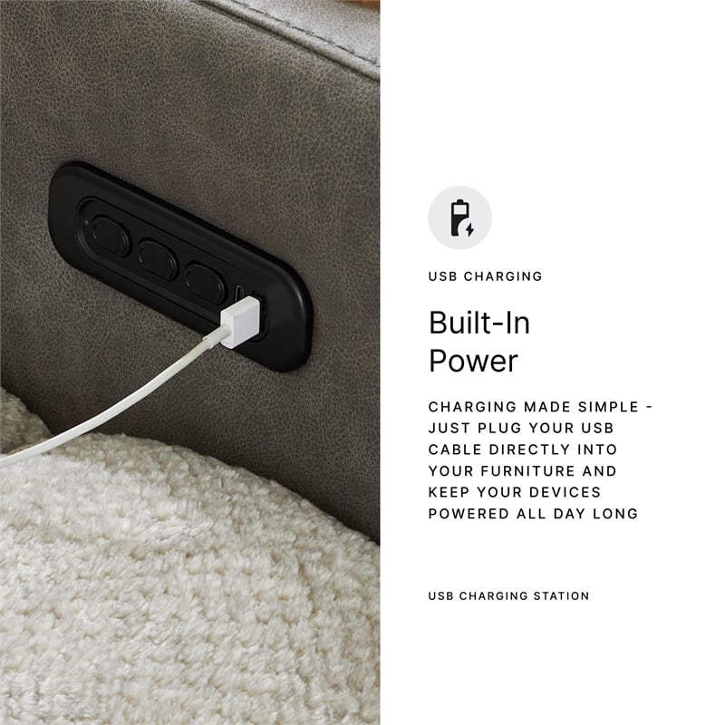 Signature Design by Ashley Point Clear Gray Power Reclining Sofa