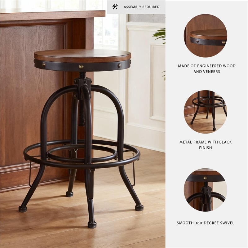 Signature Design by Ashley Bristel Brown & Black Swivel Barstool - Set of 2