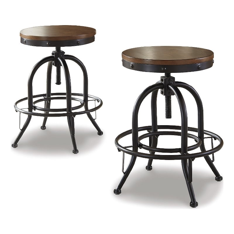 Signature Design by Ashley Bristel Brown & Black Swivel Barstool - Set of 2