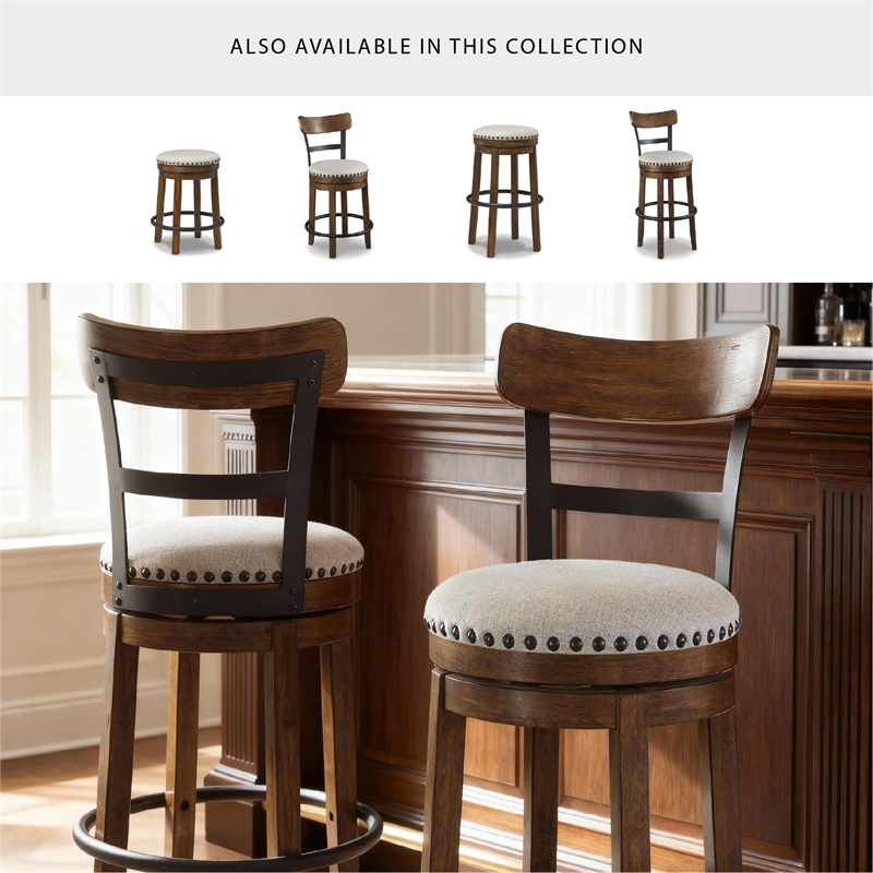 Signature Design by Ashley Bristel Beige & Brown Upholstered Swivel Barstool