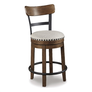 Signature Design by Ashley Bristel Beige & Brown Upholstered Swivel Barstool