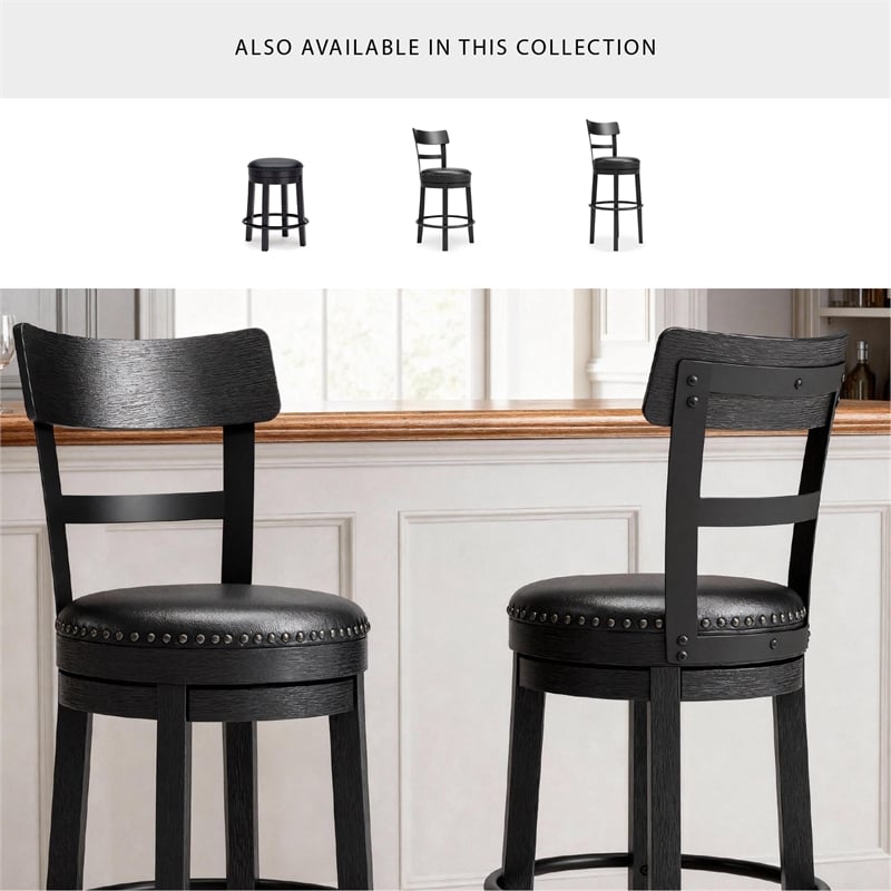 Signature Design by Ashley Bristel Black Tall Upholstered Swivel Barstool