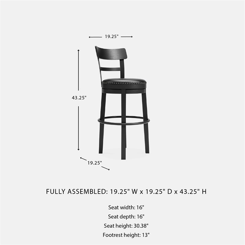 Signature Design by Ashley Bristel Black Tall Upholstered Swivel Barstool