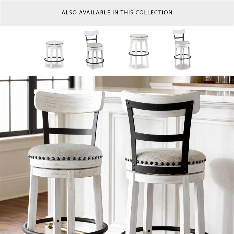 Signature Design by Ashley Bristel Beige & White Tall Swivel Barstool