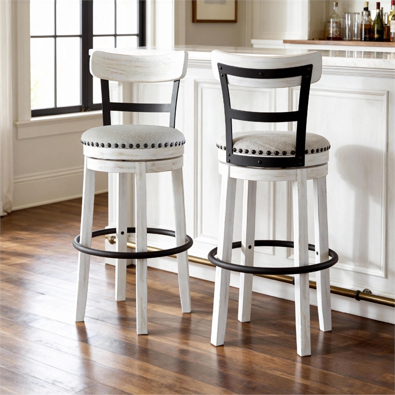 Signature Design by Ashley Bristel Beige & White Tall Swivel Barstool