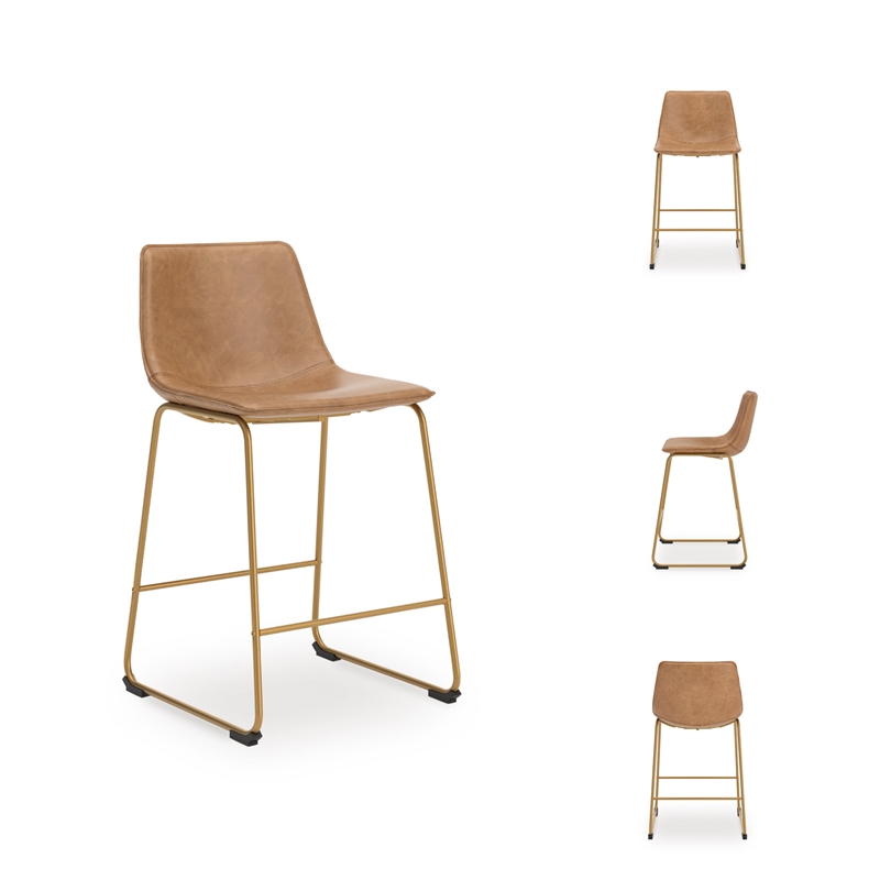 Signature Design by Ashley Tevara Brown & Gold Tall Barstool - Set of 2