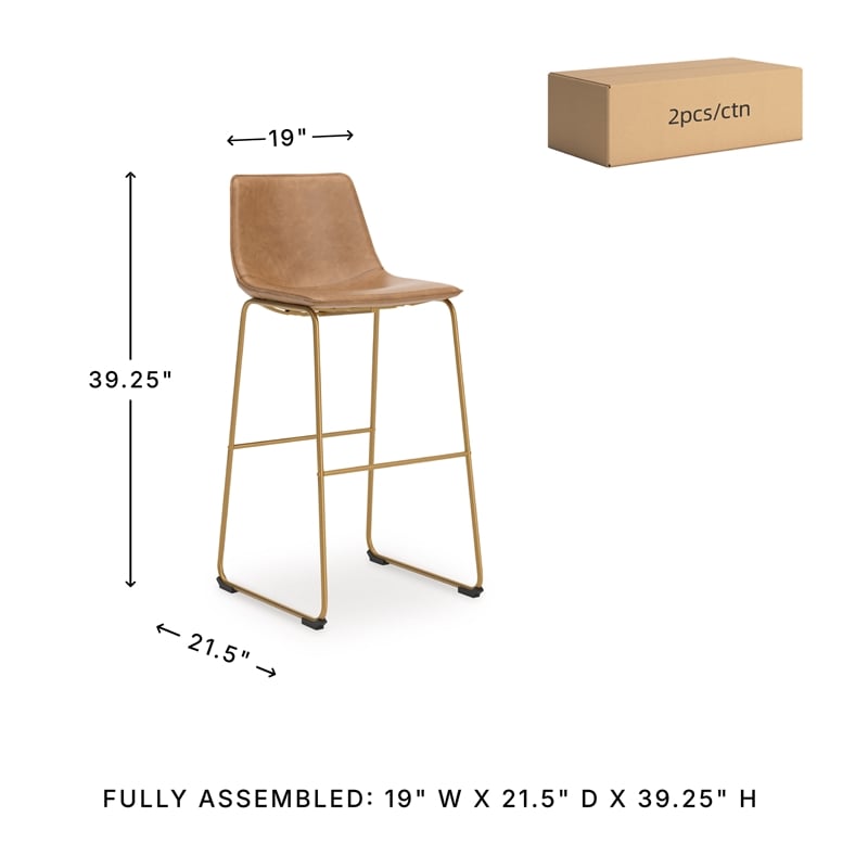 Signature Design by Ashley Tevara Brown & Gold Tall Barstool - Set of 2