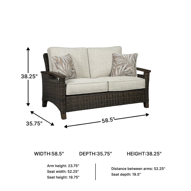 Signature Design by Ashley Cordis Beige & Brown Loveseat with Cushion