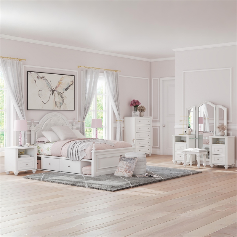 Signature Design by Ashley Trindura White Vanity Stool