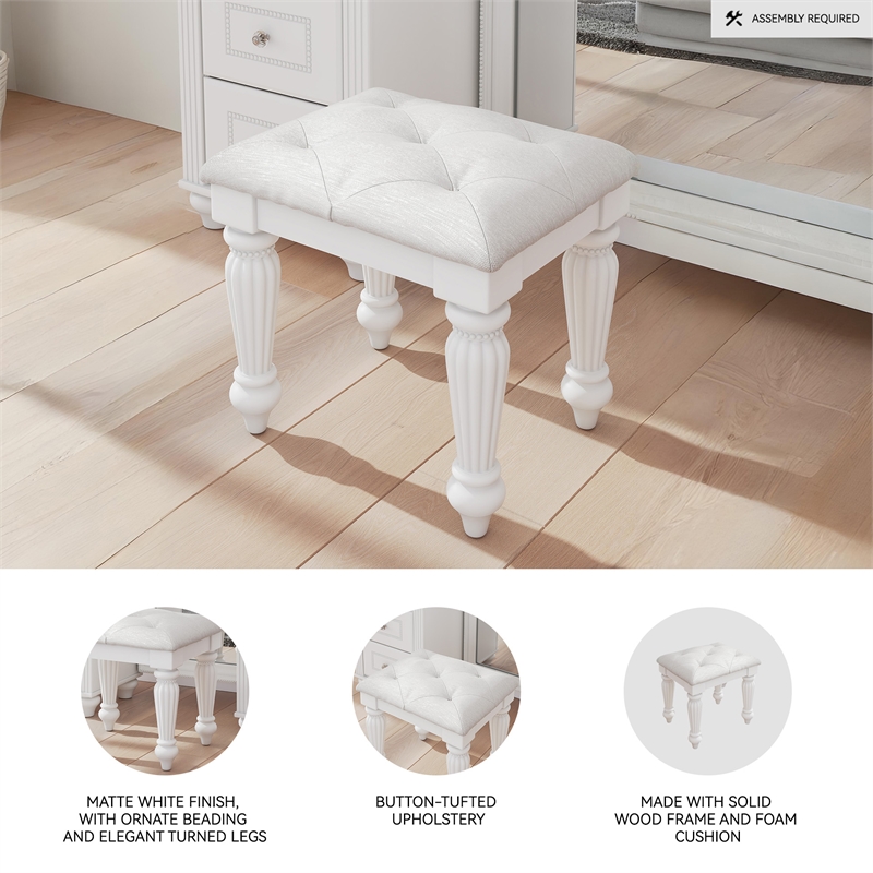 Signature Design by Ashley Trindura White Vanity Stool