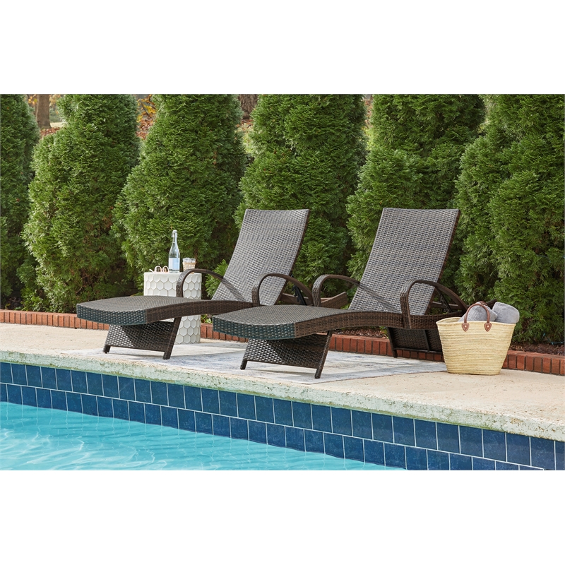 Signature Design by Ashley Kantana Brown Outdoor Chaise Lounge - Set of 2