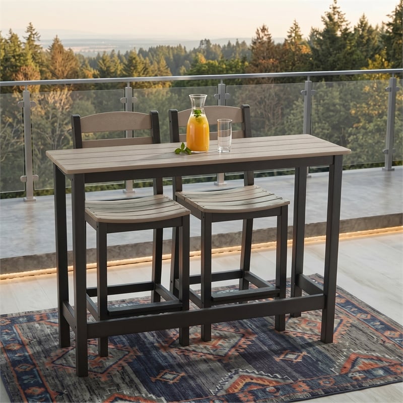 Signature Design by Ashley Kelp Quill Outdoor Counter Table and 2 Barstools