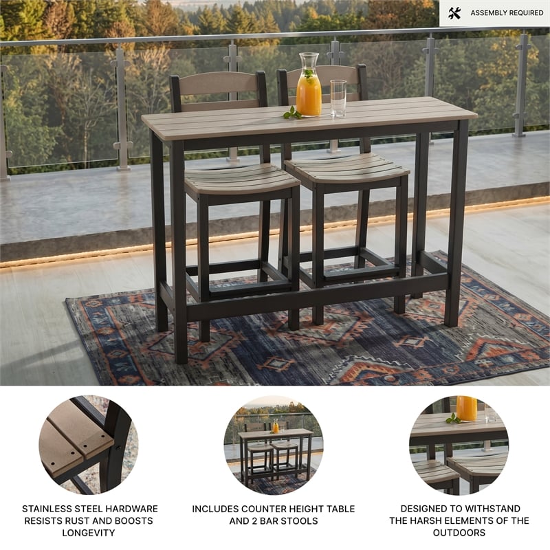 Signature Design by Ashley Kelp Quill Outdoor Counter Table and 2 Barstools