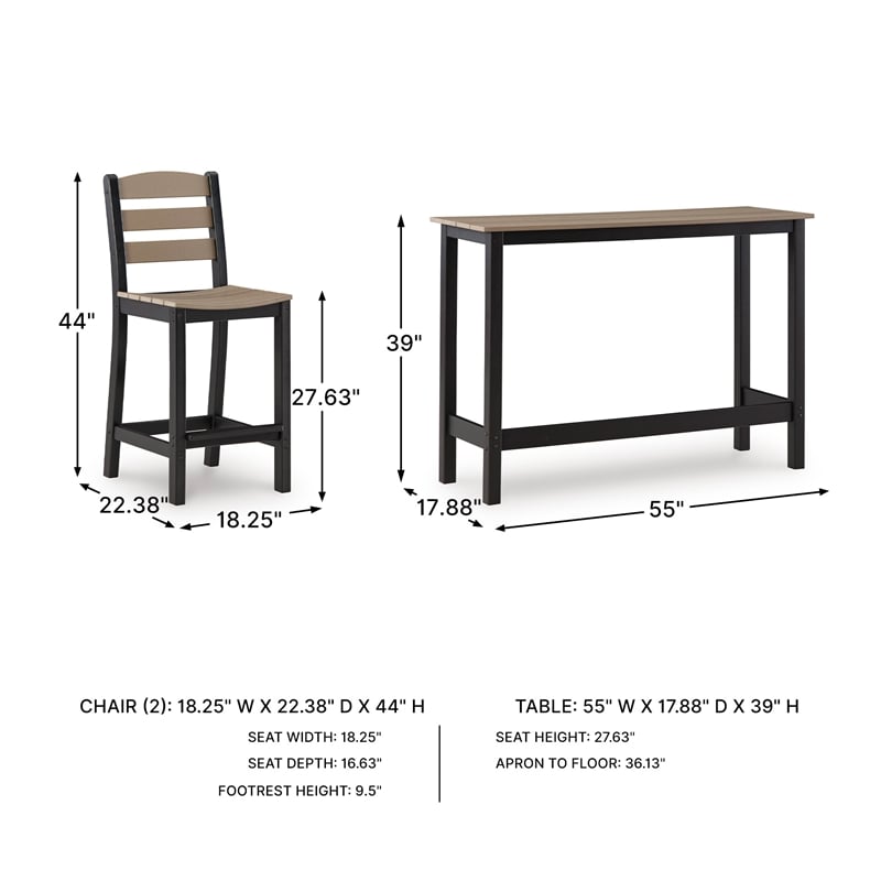 Signature Design by Ashley Kelp Quill Outdoor Counter Table and 2 Barstools